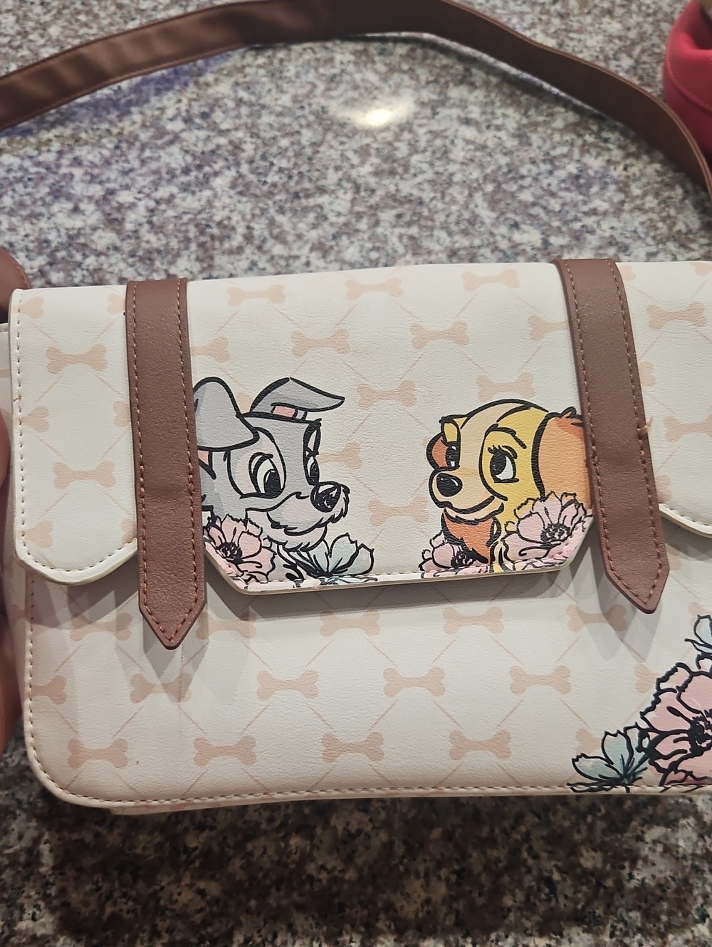 Disney Lady and Tramp Small Pet Carrier Crossbody in Cream and Brown